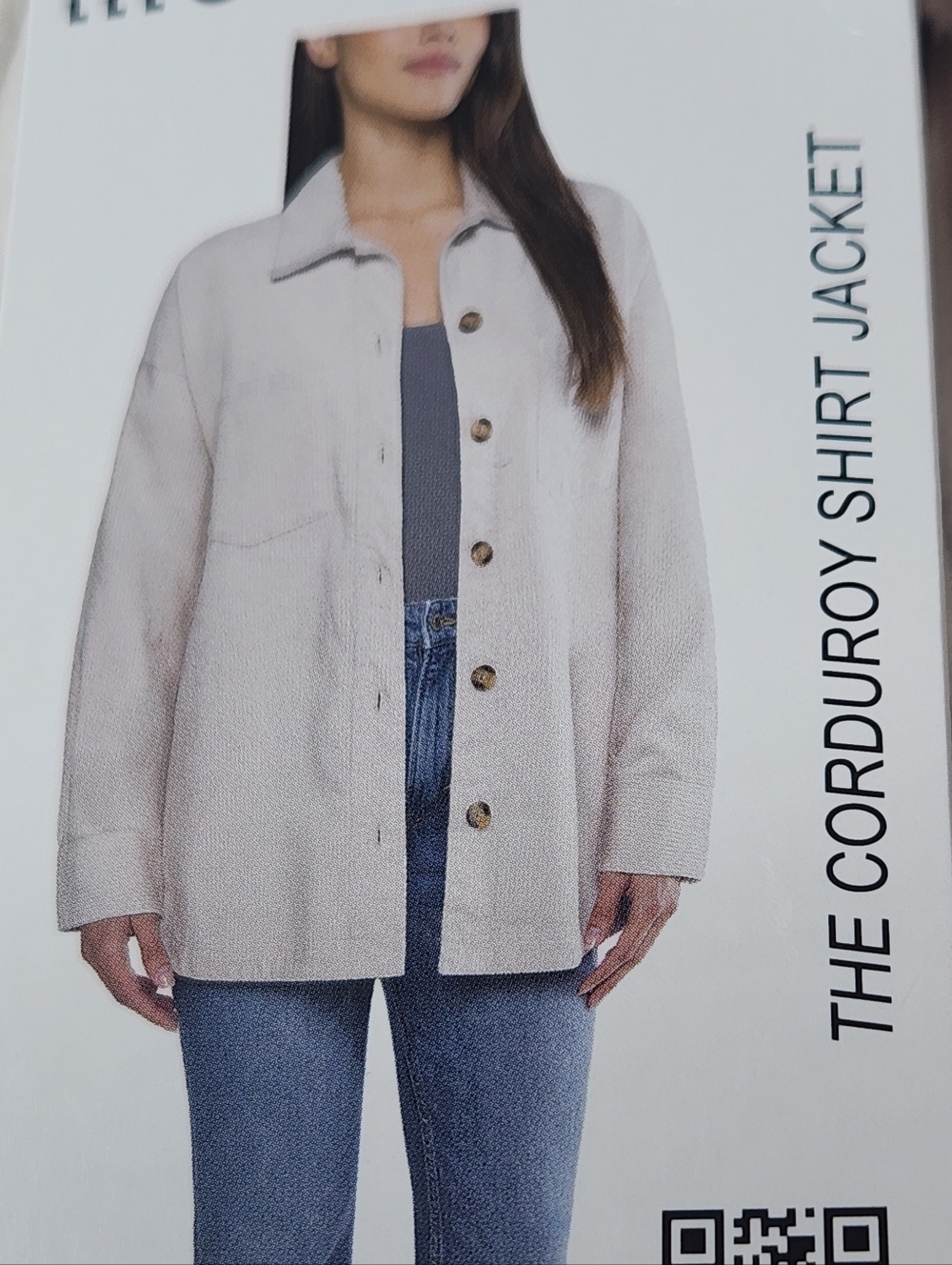 Women's White Corduroy Shirt Jacket - Matty M - XXL